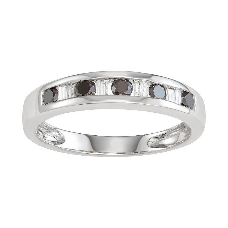 10k White Gold 3/8 Carat T.W. White & Black Diamond Ring, Womens 10k Whgold Product Image