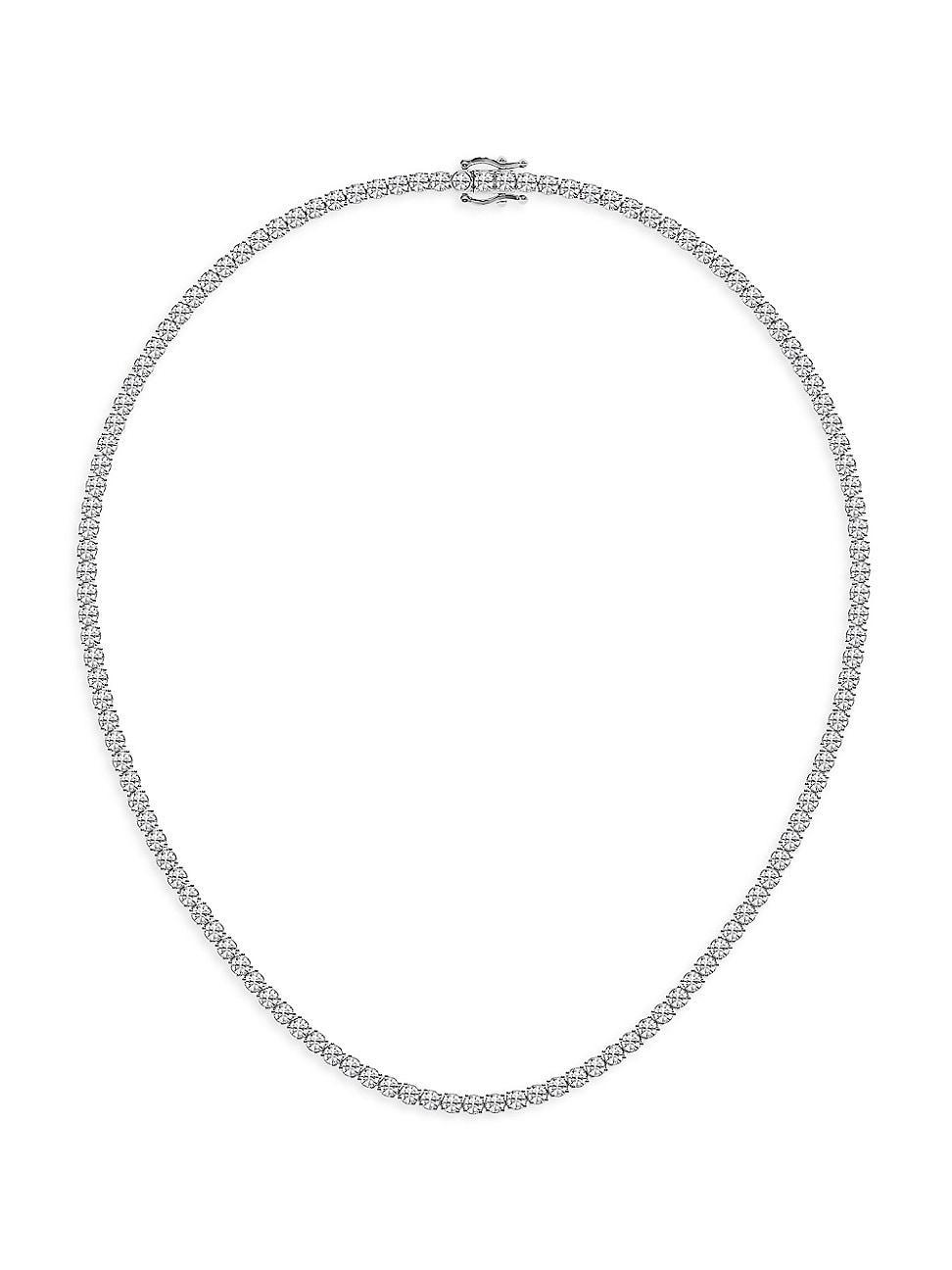 Womens Platinum & Lab-Grown Diamond Tennis Necklace Product Image