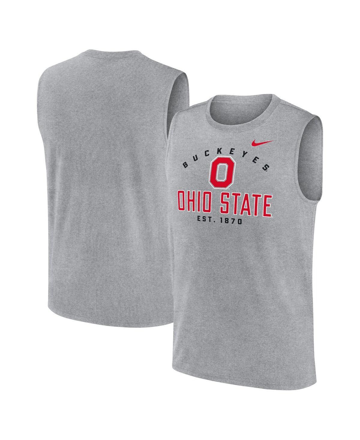 Nike Mens Heather Gray Ohio State Buckeyes Primetime Legend Lock Up Performance Muscle Tank Top Product Image