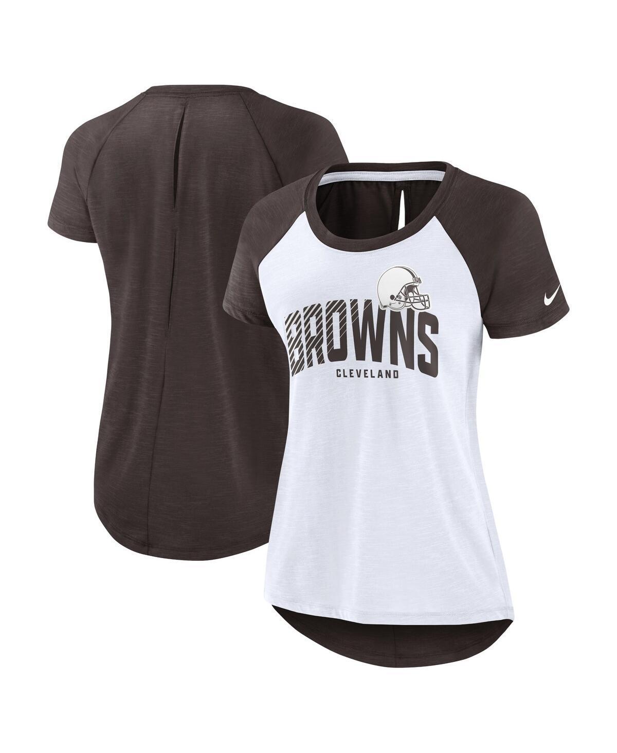 Womens Nike White, Brown Cleveland Browns Back Slit Lightweight Fashion T-shirt - White Product Image