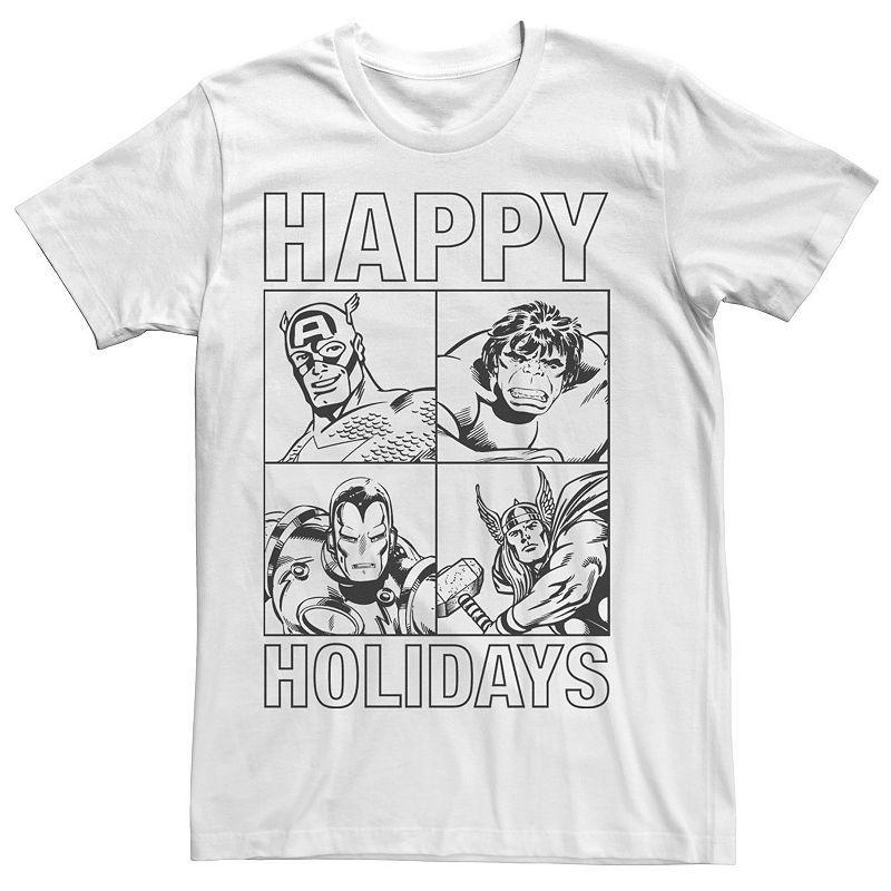 Mens Marvel Retro Avengers Happy Holidays Short Sleeve Tee Product Image