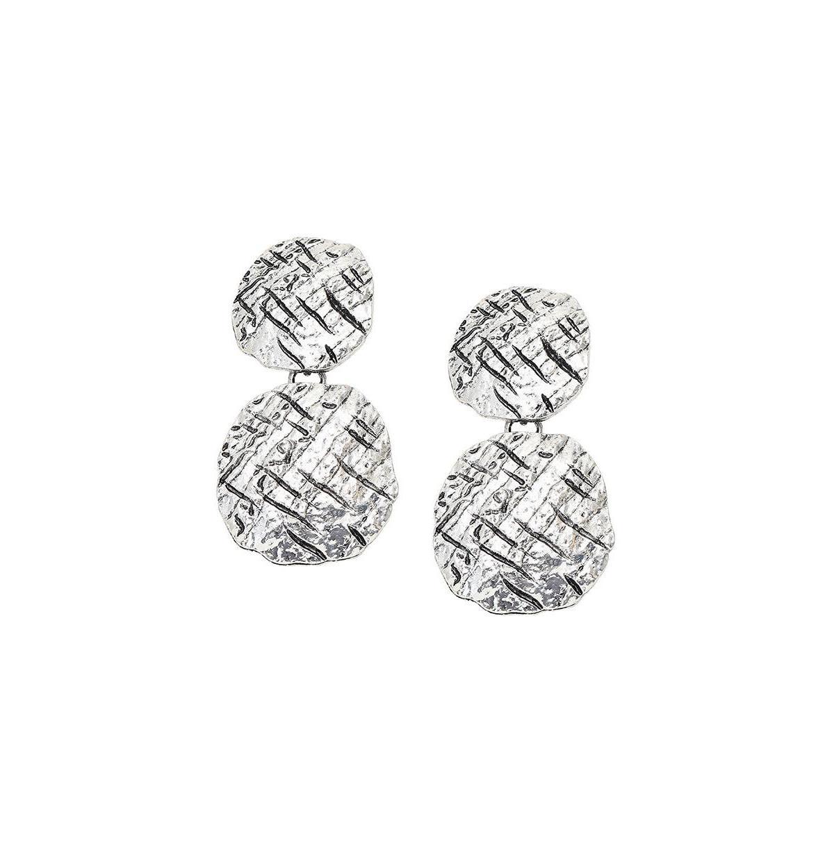 Sohi Womens Silver Dented Drop Earrings Product Image