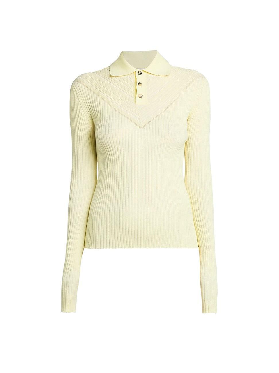 Womens Long-Sleeve Cotton-Blend Polo Product Image