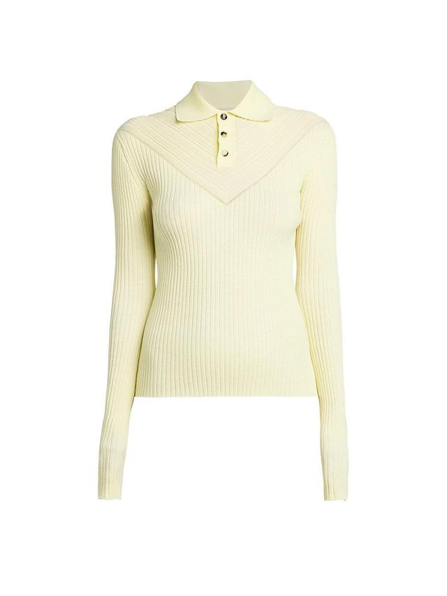 Womens Long-Sleeve Cotton-Blend Polo Product Image