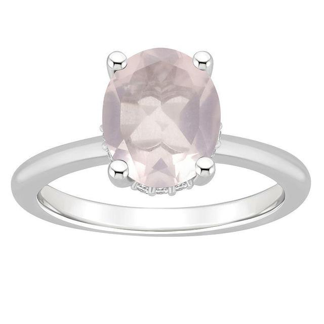 Macys Womens Rose Quartz (2-1/2 ct.t.w.) and Diamond Accent Ring in Sterling Silver Product Image