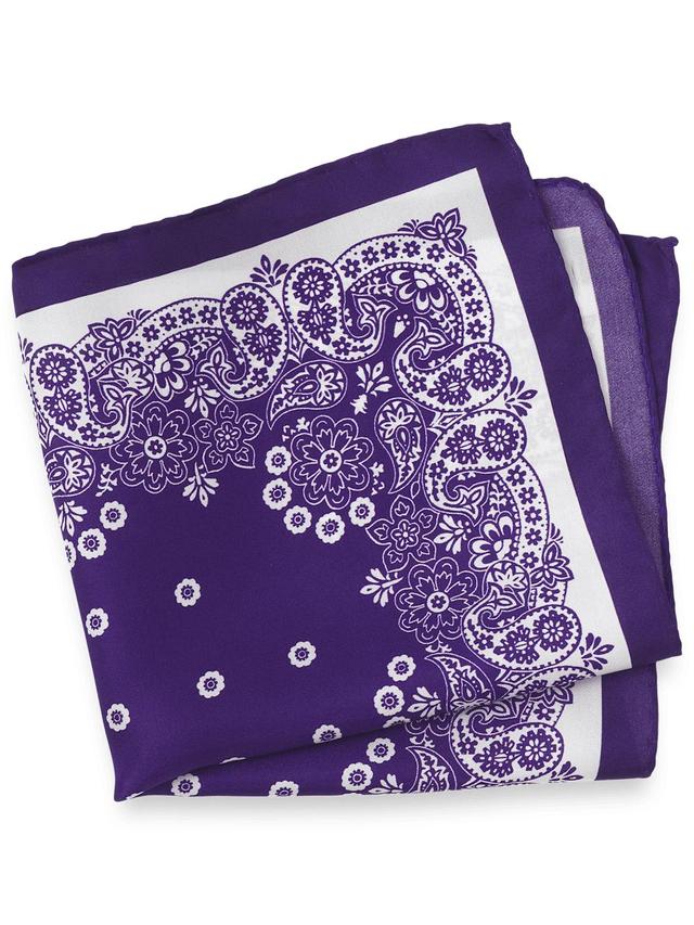 Floral Silk Pocket Square - Purple Product Image