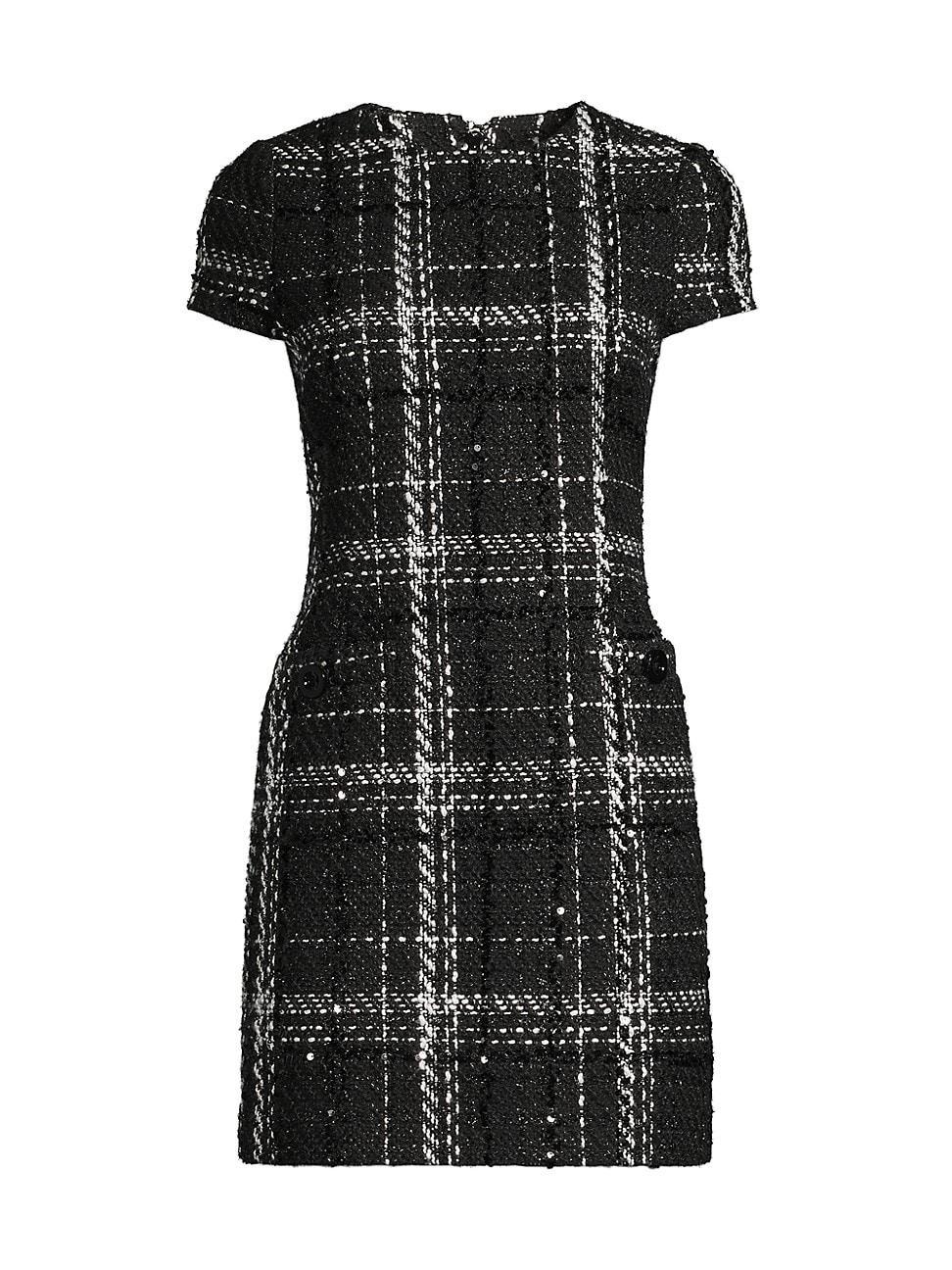 Womens Annie Plaid Tweed Short-Sleeve Minidress Product Image