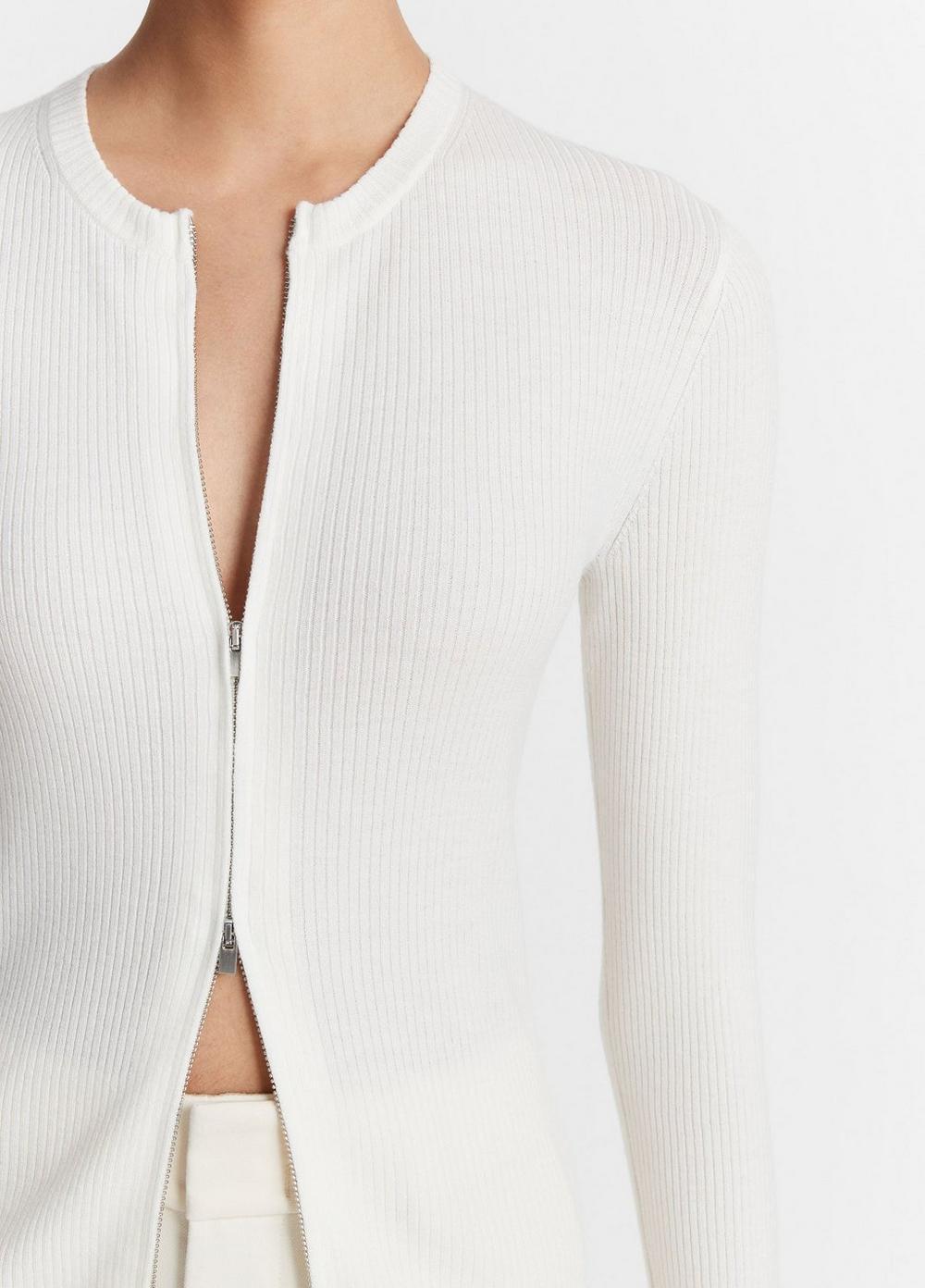 Ribbed Wool-Blend Slim Cardigan Product Image