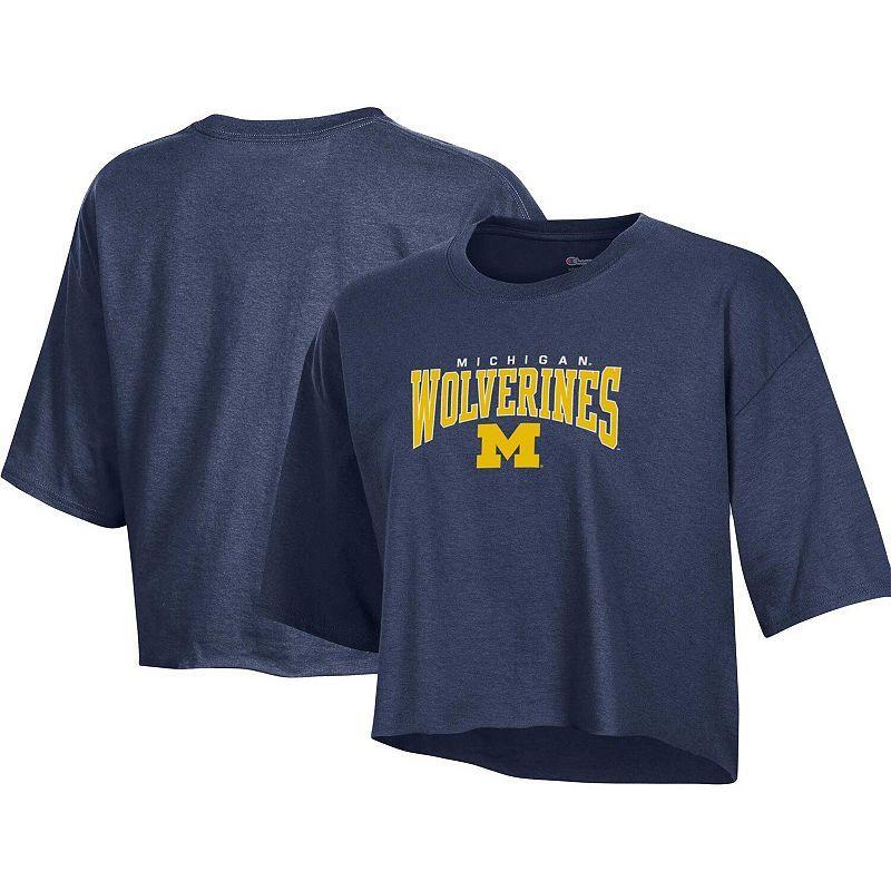 Womens Champion Heather Navy Michigan Wolverines Boyfriend Cropped T-shirt Product Image