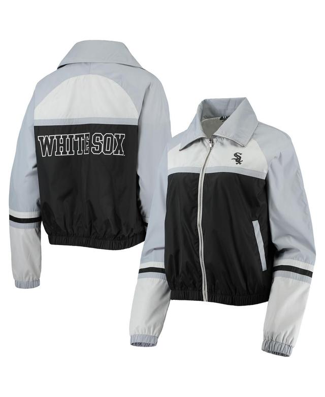 Womens The Wild Collective Black Chicago White Sox Colorblock Track Raglan Full-Zip Jacket Product Image