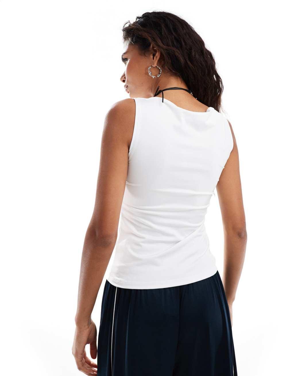 Weekday Annie boat neck tank top in white Product Image