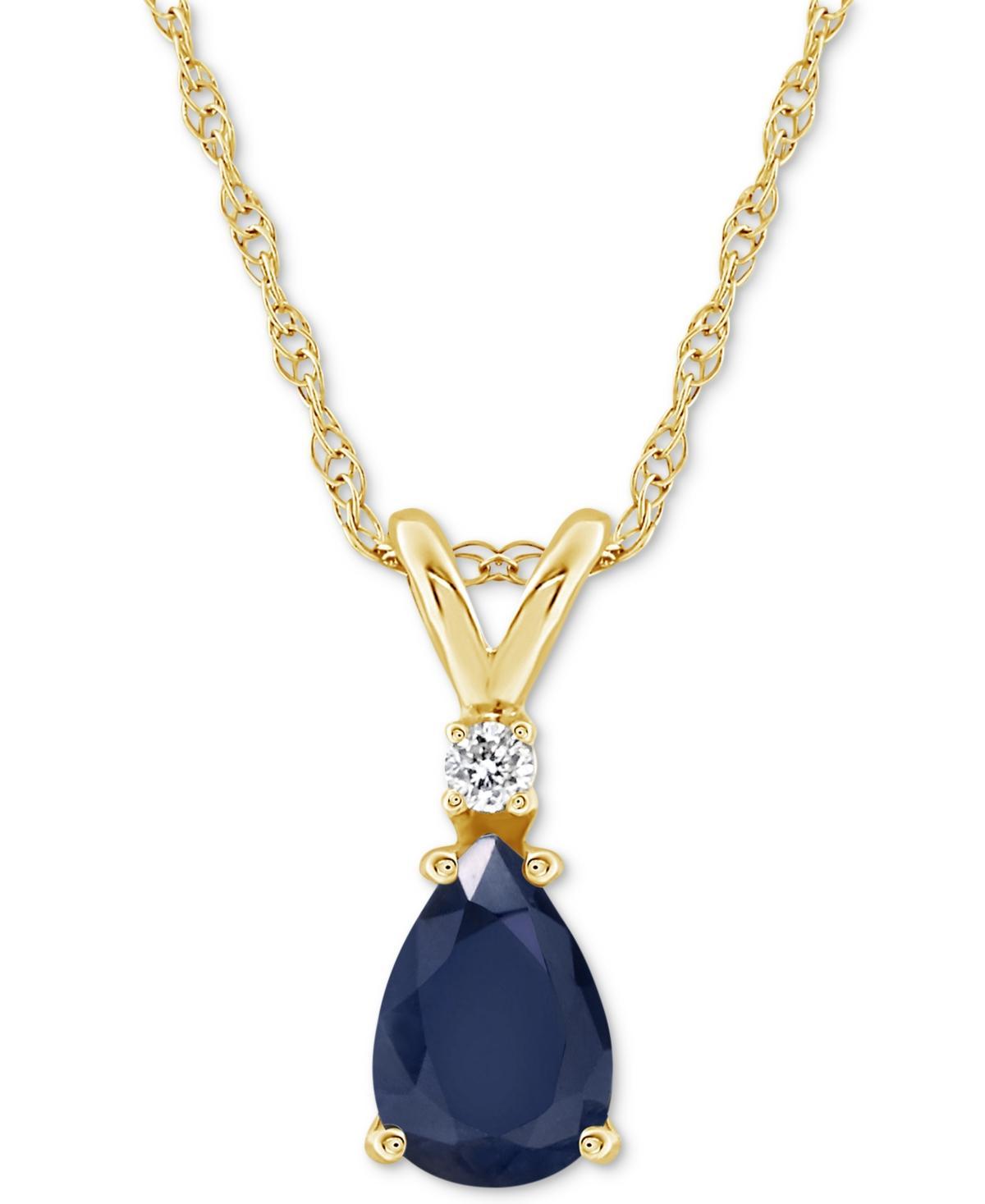 Celebration Gems 14K Yellow Gold Pear-Shaped Gemstone & Diamond-Accent Pendant Necklace, Womens Red Product Image