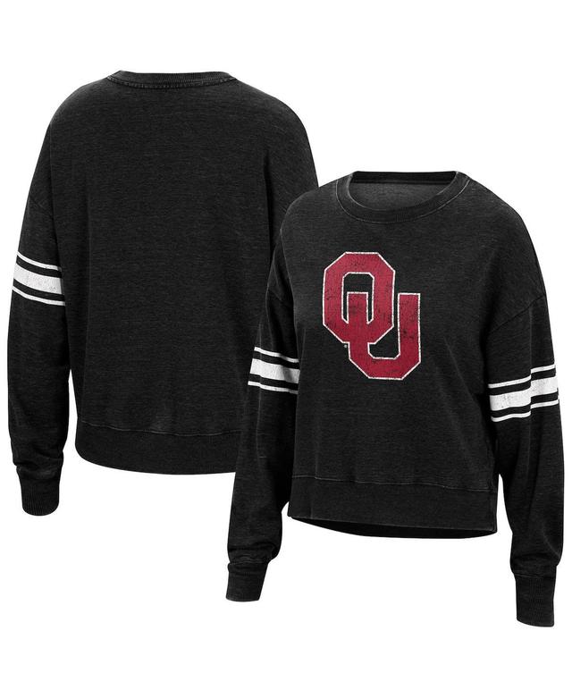 Womens Top of the World Oklahoma Sooners Camden Sleeve Stripe Washed Pullover Sweatshirt Product Image