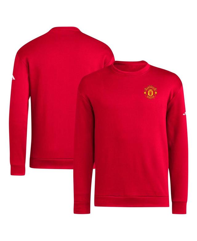 Adidas Mens Red Manchester United Team Fleece Pullover Sweatshirt Product Image