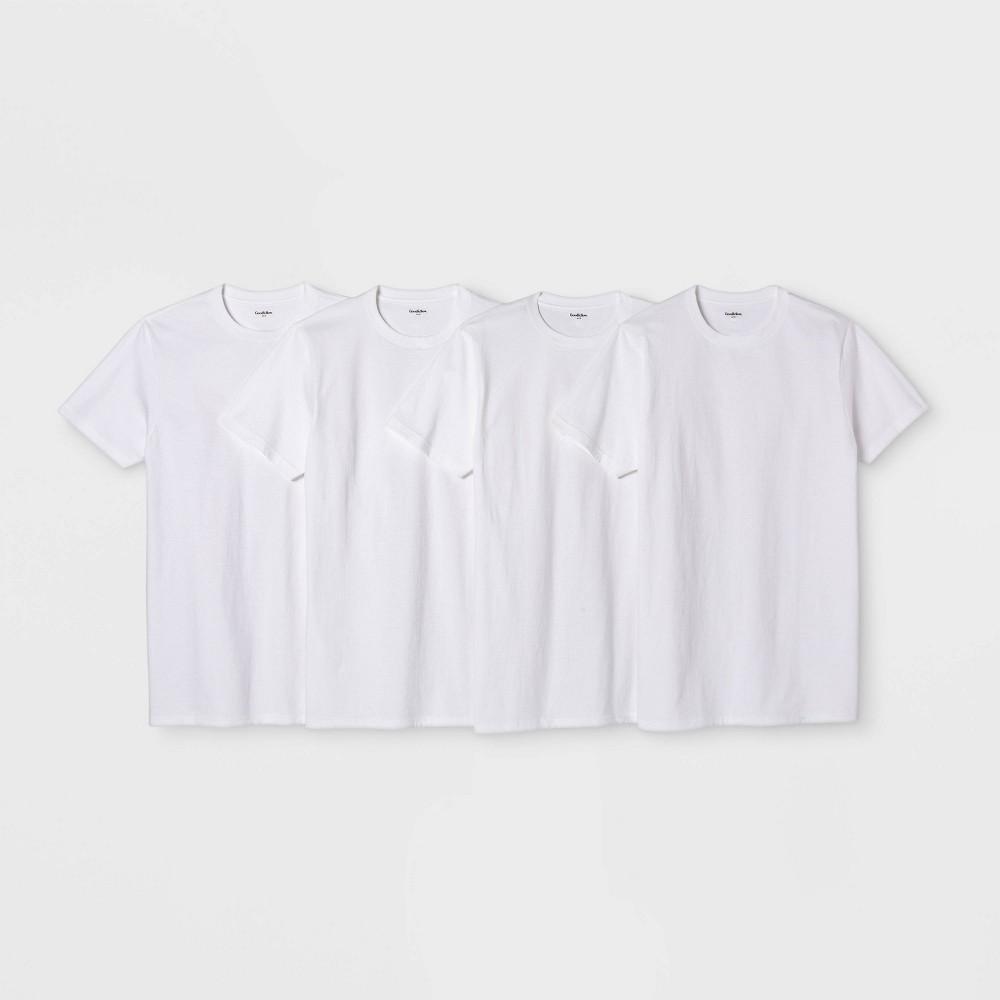 Men's Short Sleeve 4pk Crewneck T-Shirt - Goodfellow & Co™ White M Product Image