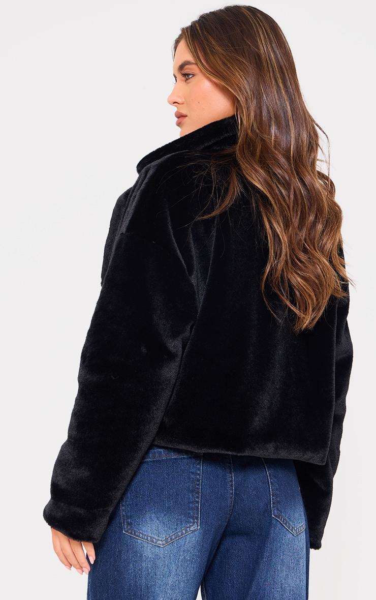 Black Faux Fur Cropped Blazer Product Image