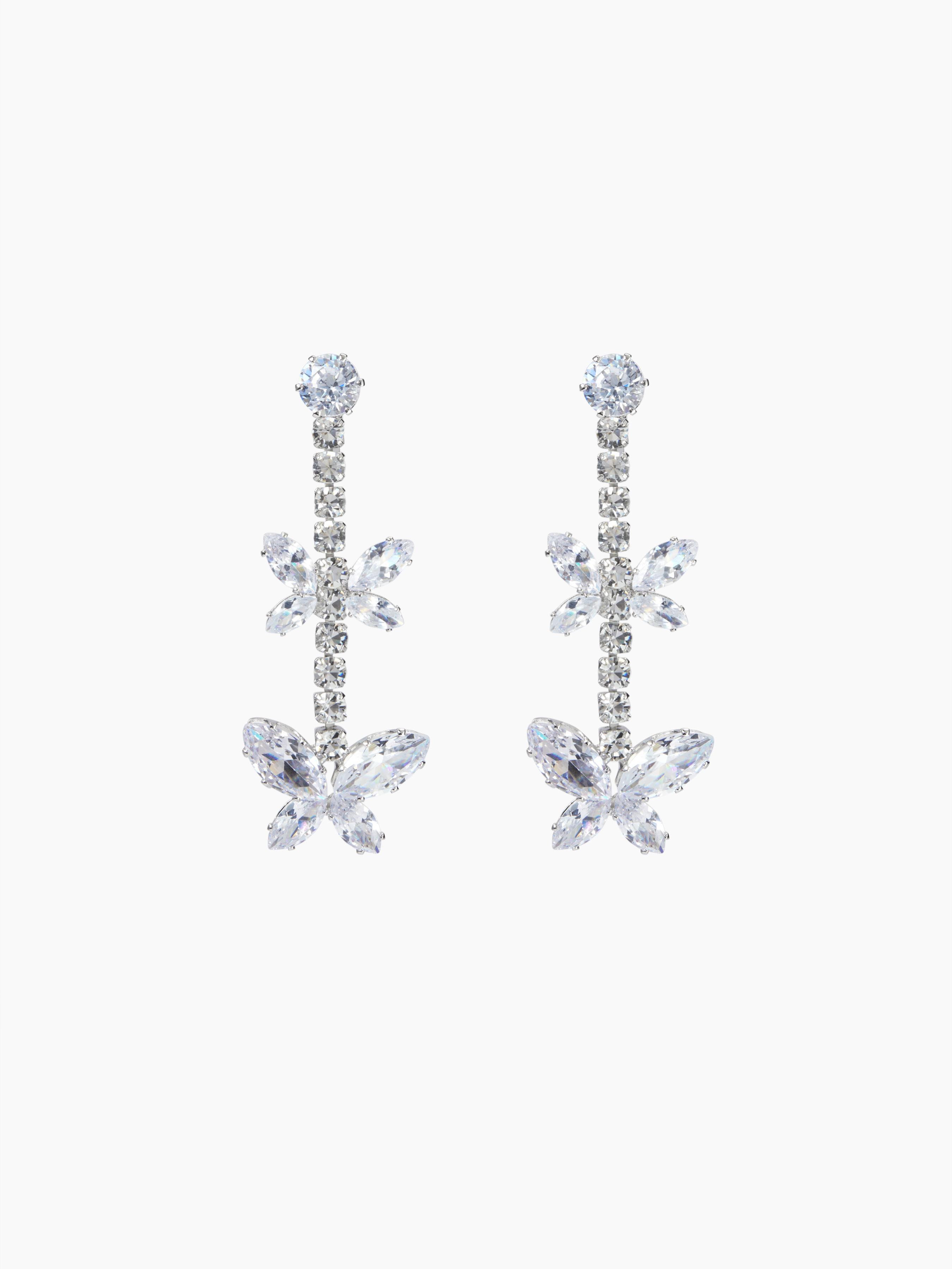 DOUBLE BUTTERFLY RHINESTONE EARRINGS Product Image