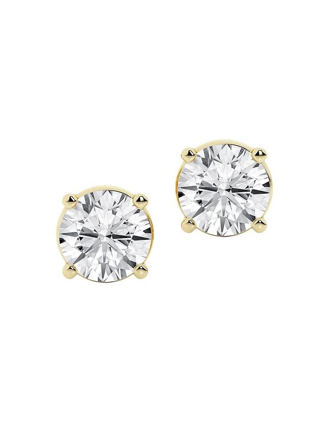 Womens 14K Yellow Gold & 4.00 TCW Lab-Grown Diamond Stud Earrings Product Image