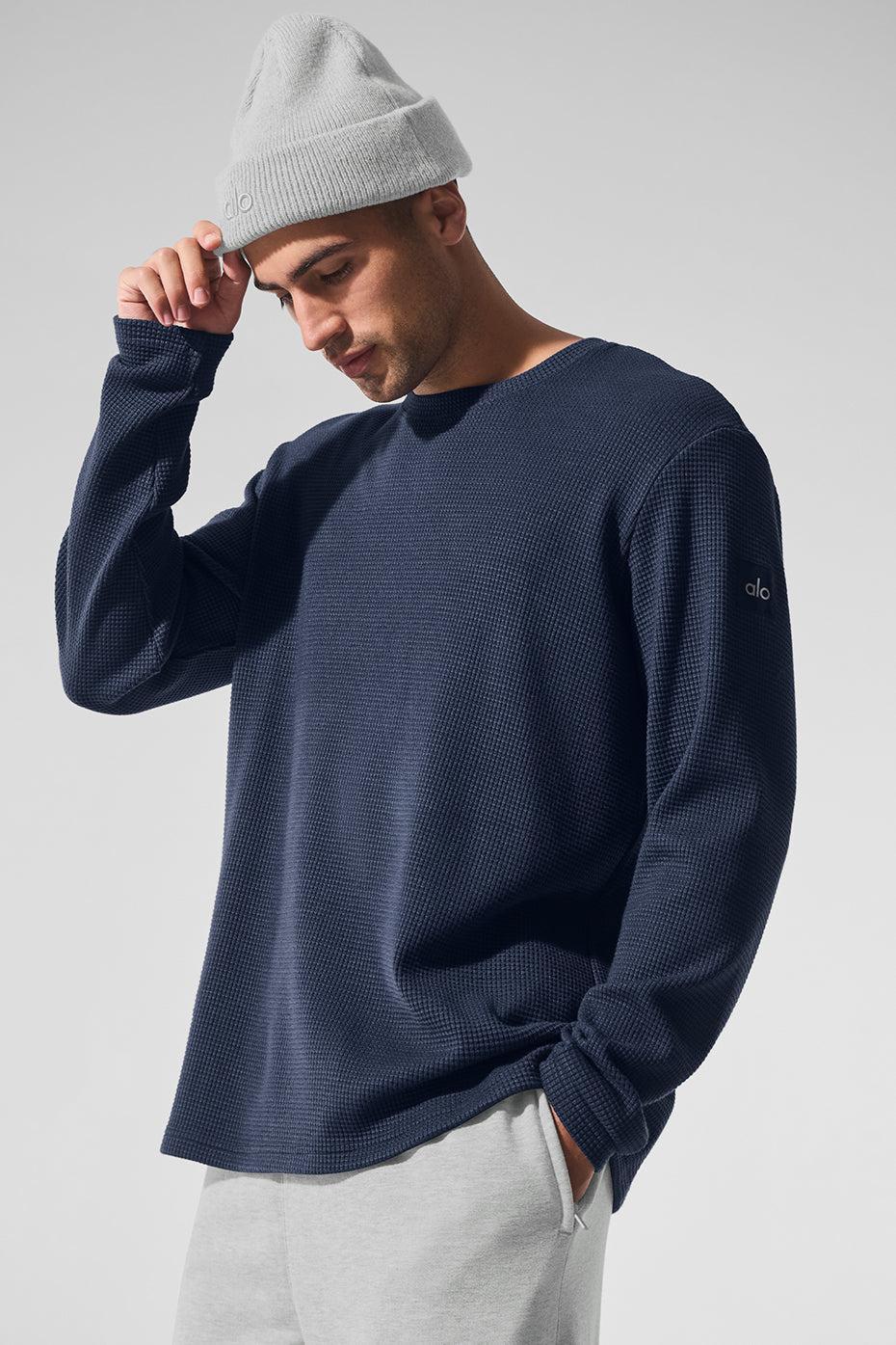 Elevate Waffle Long Sleeve Crew - Navy Male Product Image