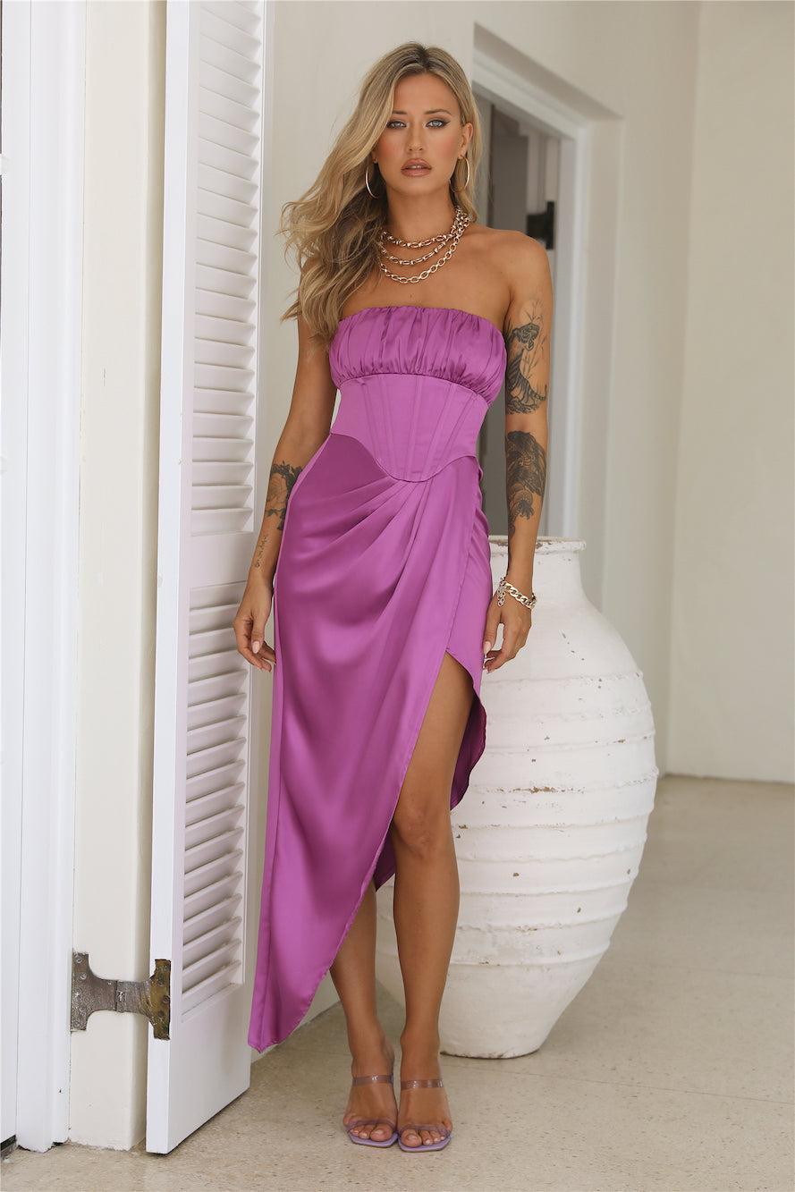 Impress Without Trying Midi Dress Purple Product Image