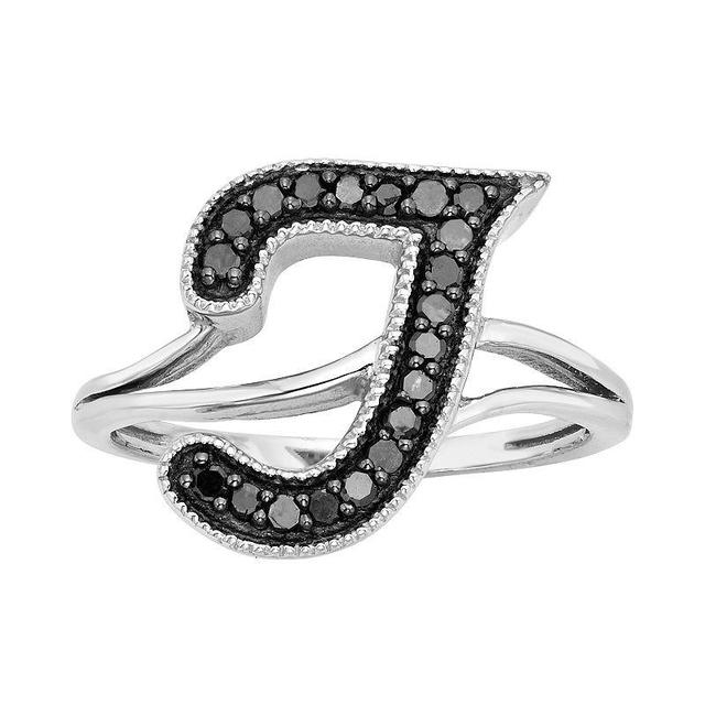 Jewelexcess Sterling Silver 1/4-ct. T.W. Black Diamond Initial Ring, Womens Product Image