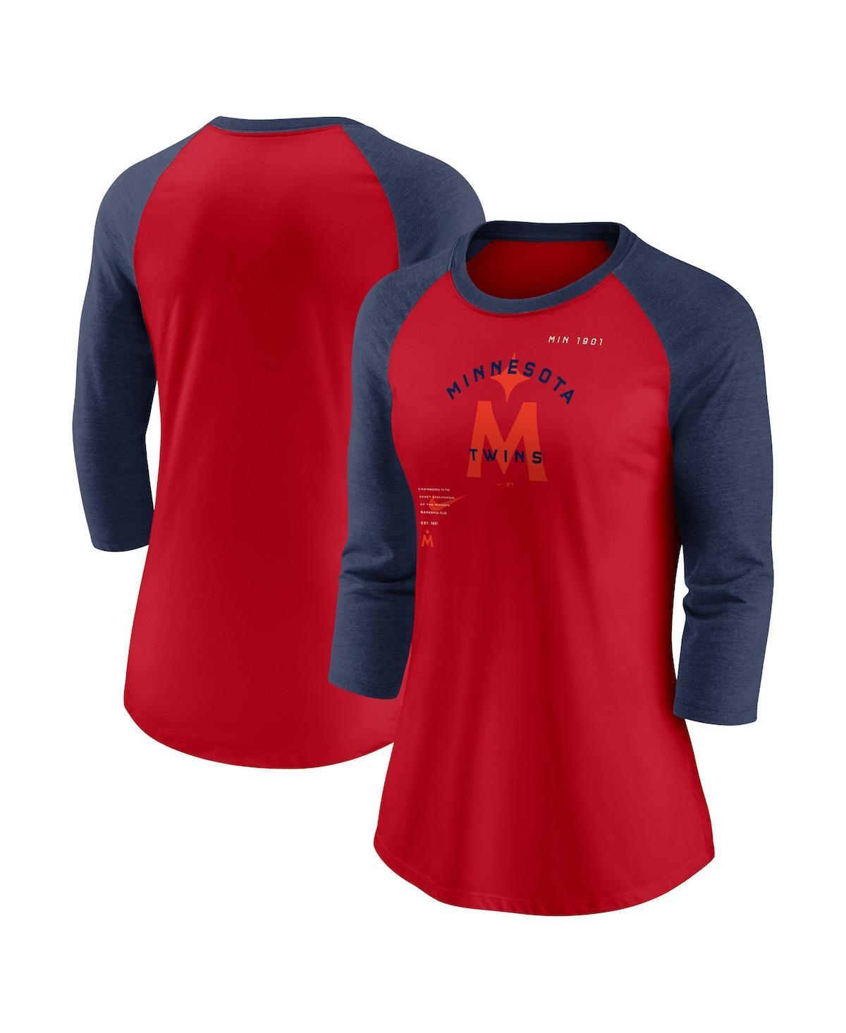 Womens Nike /Navy Minnesota Twins Next Up Tri-Blend Raglan 3/4-Sleeve T-Shirt Product Image