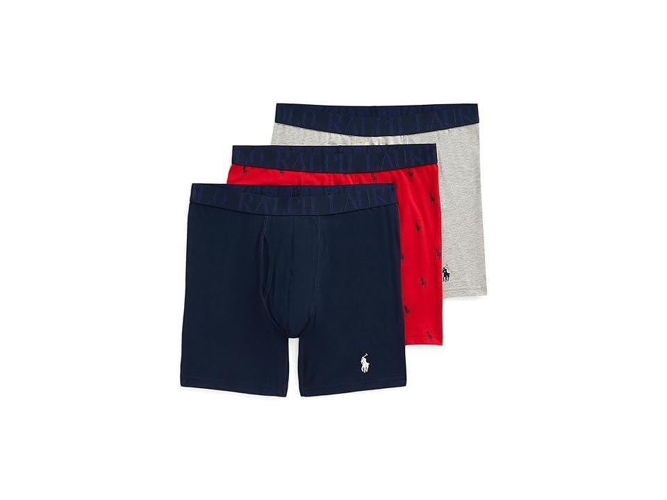 Polo Ralph Lauren Classic Fit Stretch Boxer Brief 3-Pack (Cruise Navy/Rl2000 Red/Cruise Navy All Over Pony Player/Andover Heather) Men's Underwear Product Image