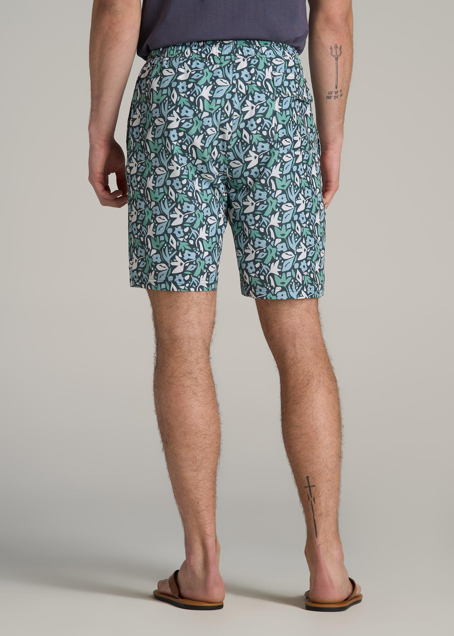 Volley Swim Shorts for Tall Men in Green Floral Male Product Image