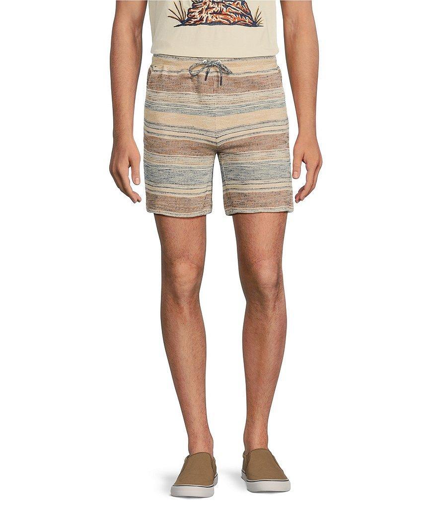 Rowm On The Range Flat Front Striped Slub 7#double; Inseam Shorts Product Image