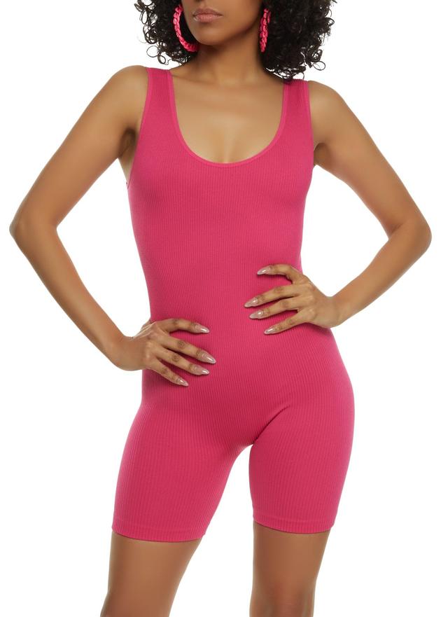 Womens Seamless Ribbed Scoop Neck Romper Product Image