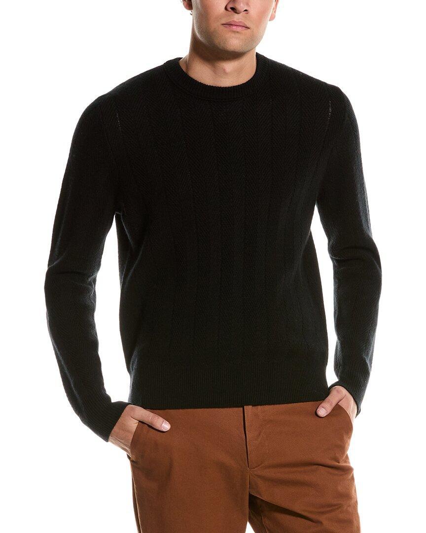 Durham Herringbone Cashmere Crewneck Sweater In Black Product Image