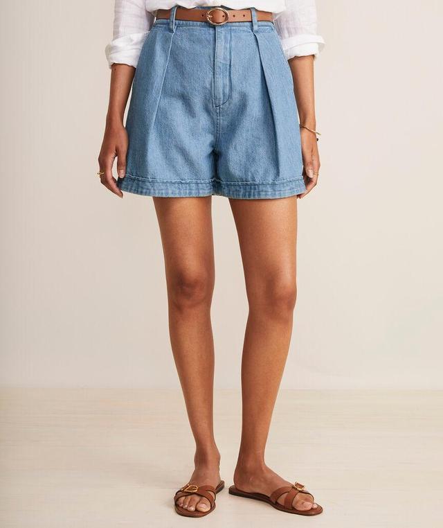 Chambray Pleated Shorts Product Image