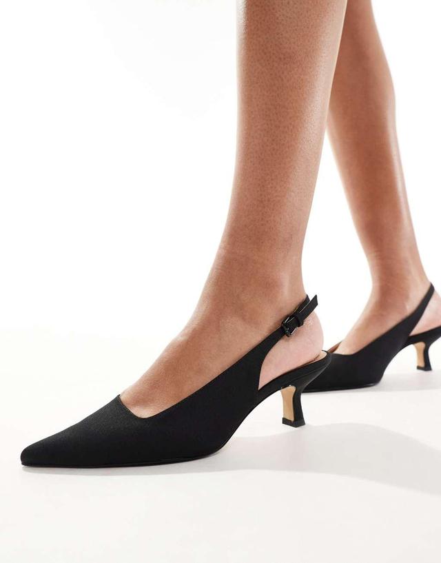 & Other Stories slingback kitten heel shoes in black Product Image