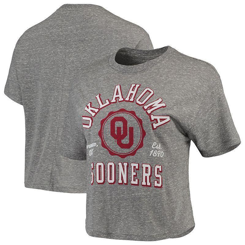 Womens Pressbox Gray Oklahoma Sooners Bishop Tri-Blend Knobi Crop T-Shirt Product Image