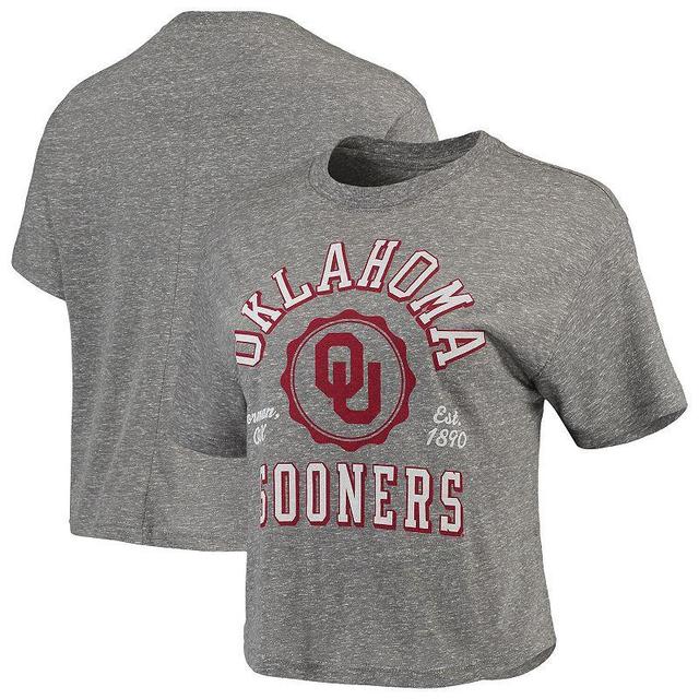 Womens Pressbox Gray Oklahoma Sooners Bishop Tri-Blend Knobi Crop T-Shirt Product Image