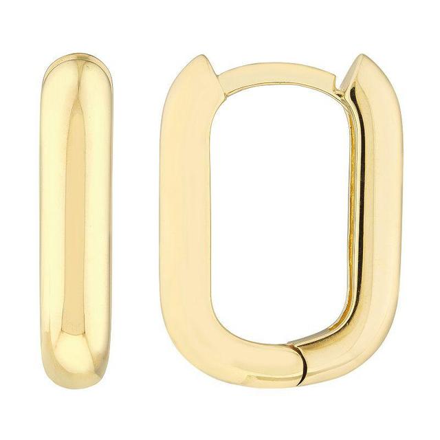 14k Gold Oblong Polished Huggie Hoop Earrings, Womens Product Image