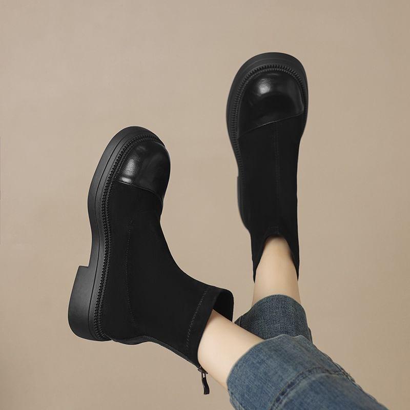 Platform Chunky Heel Short Boots Product Image