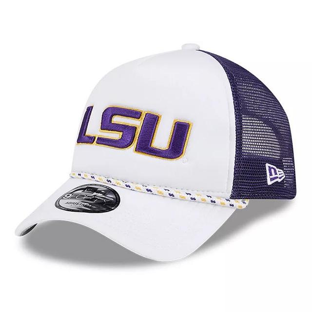 Mens New Era /Purple LSU Tigers Court Sport Foam A-Frame 9FORTY Adjustable Trucker Hat Product Image