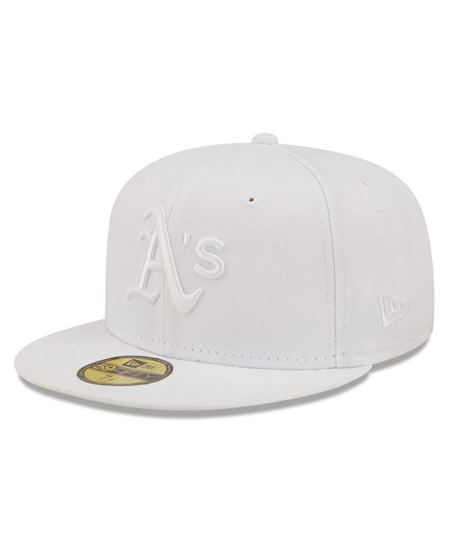 Mens New Era Oakland Athletics White 59FIFTY Fitted Hat Product Image