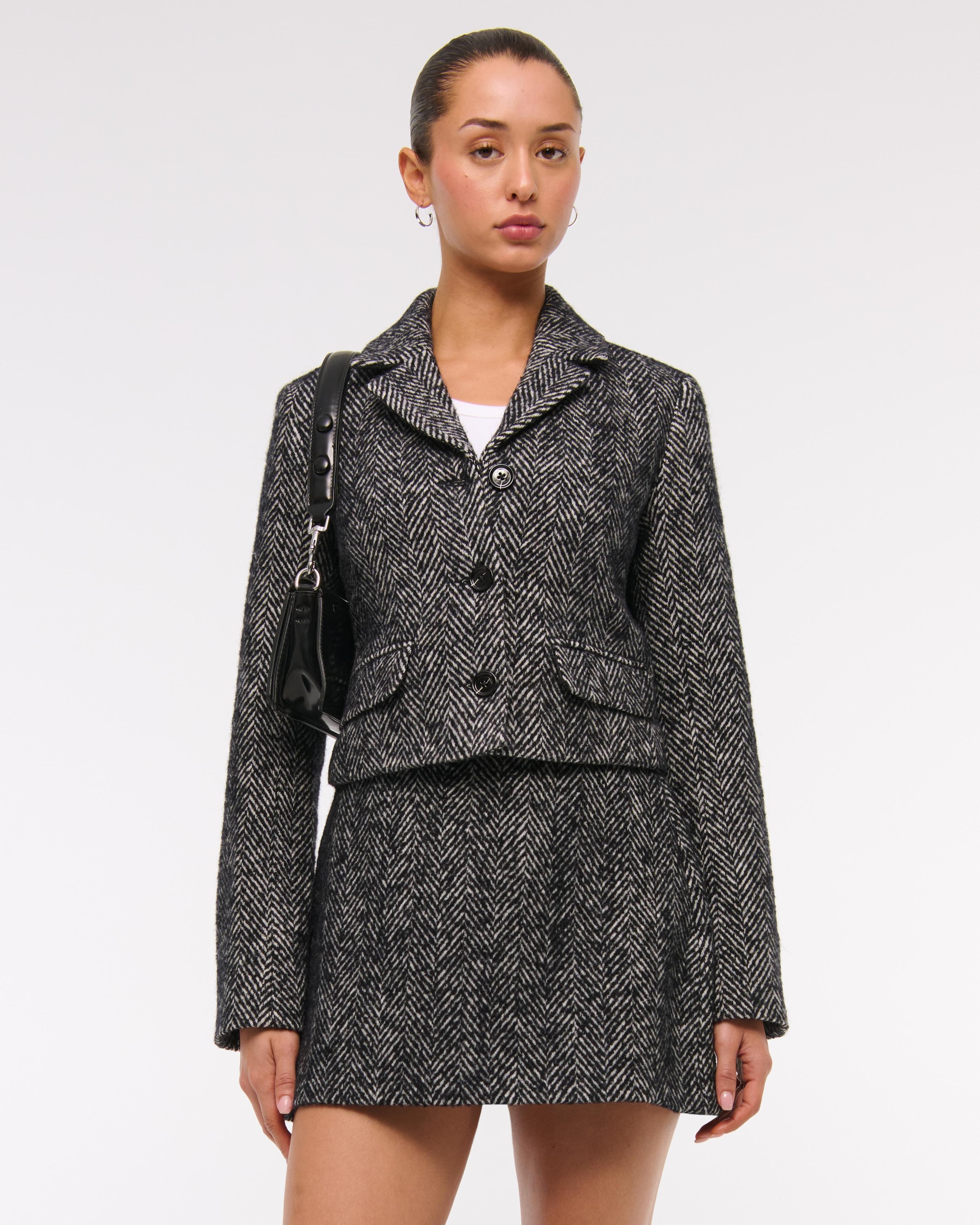 Cropped Wool-Blend Blazer Coat Product Image