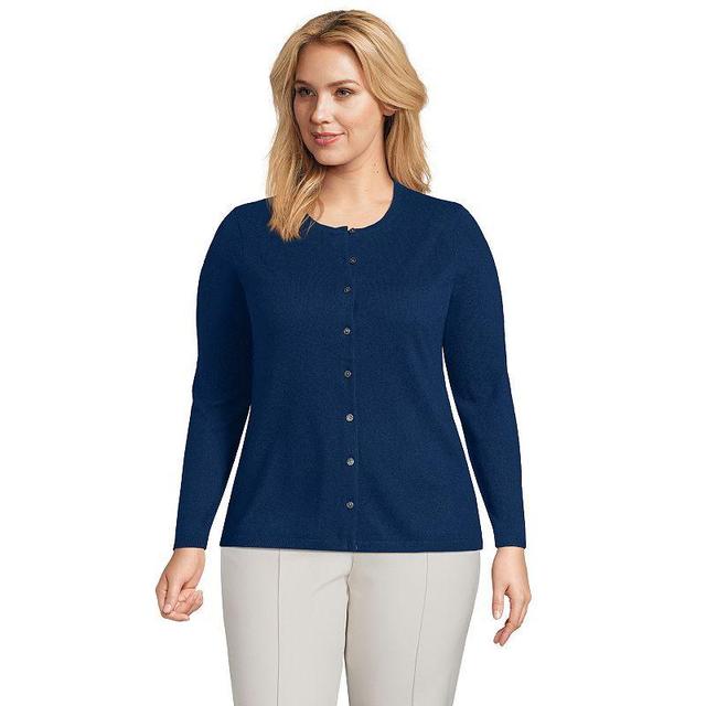 Plus Size Lands End Classic Cashmere Cardigan Sweater, Womens Deep Blue Product Image