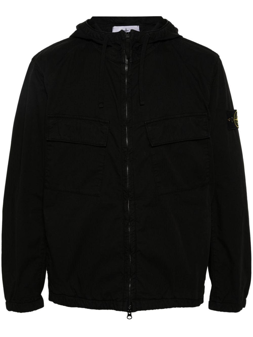 Logo Patch Hoooded Drawstring Jacket In Black Product Image