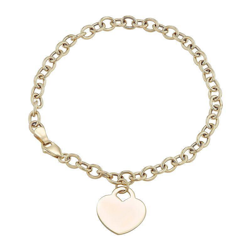 Womens Unbranded 10K Gold Heart disc 7.25 bracelet, Womens, Yellow Product Image