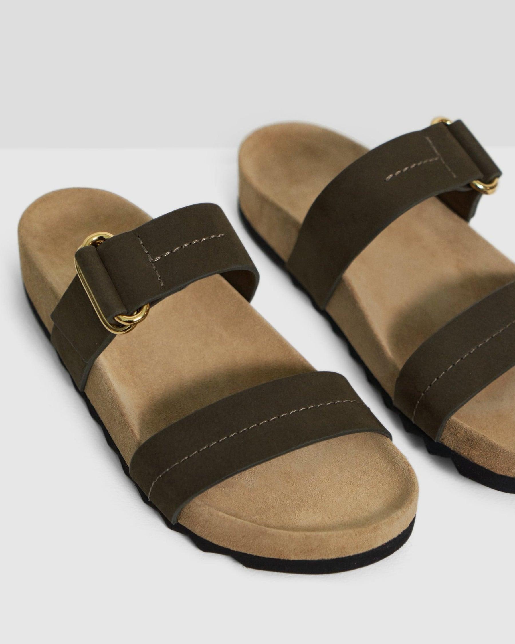 Buckled Slide Sandal in Nubuck Leather Product Image