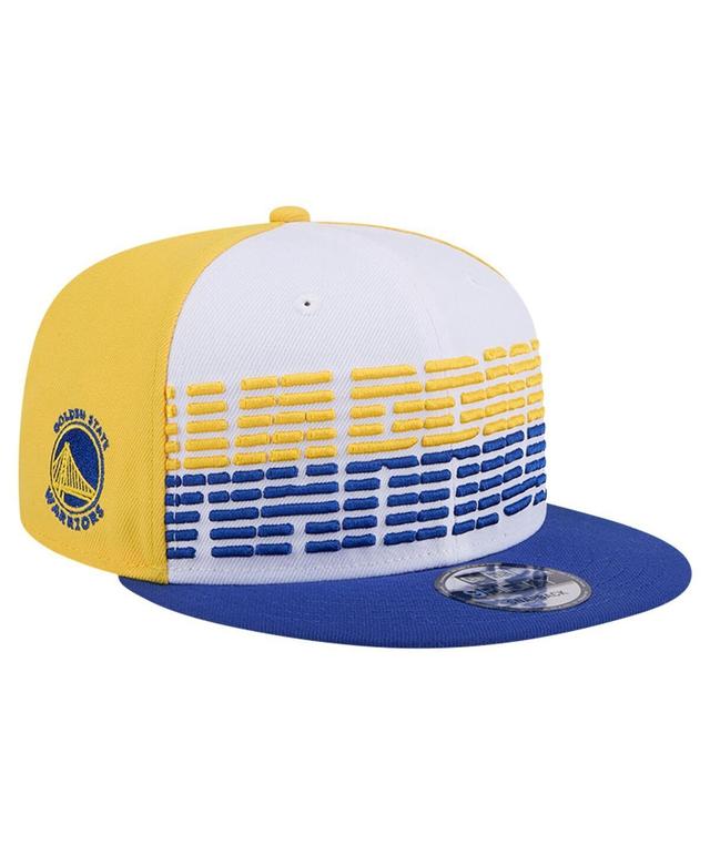 New Era Mens White Golden State Warriors Throwback Gradient Tech Font 9FIFTY Snapback Hat - White, Royal Product Image