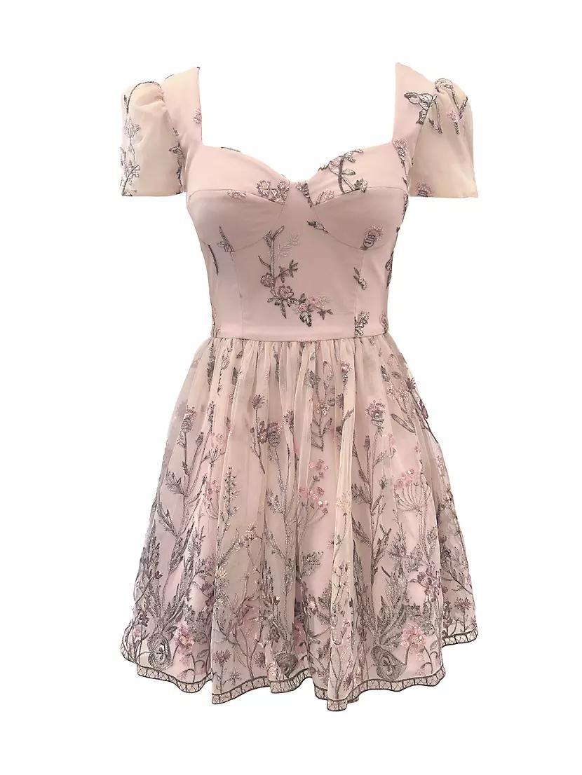 Marissa Beaded Floral Minidress Product Image