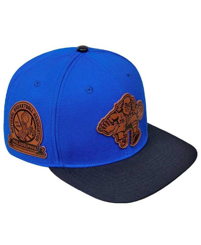 Mens Pro Standard Royal Philadelphia 76ers Heritage Leather Patch Snapback Hat - Royal Product Image