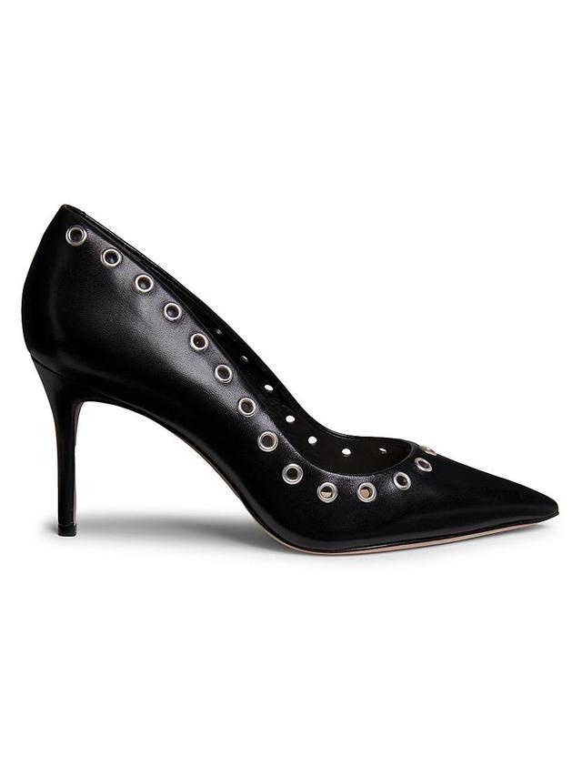 Womens Grommet-Embellished Leather Pumps Product Image