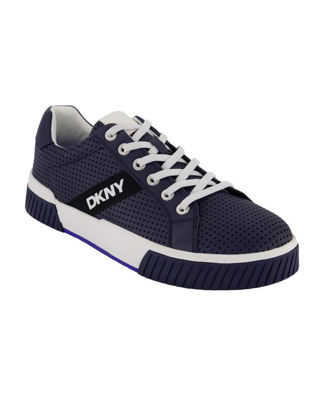 Dkny Mens Perforated Two-Tone Branded Sole Racer Toe Sneakers Product Image