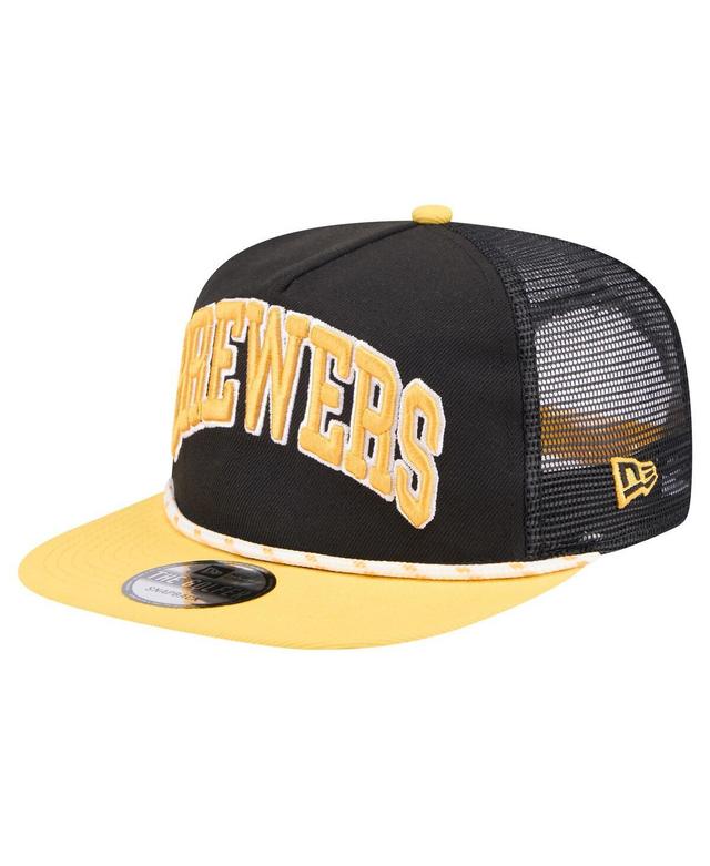 Mens New Era Milwaukee Brewers Throwback Meshback Golfer Hat Product Image